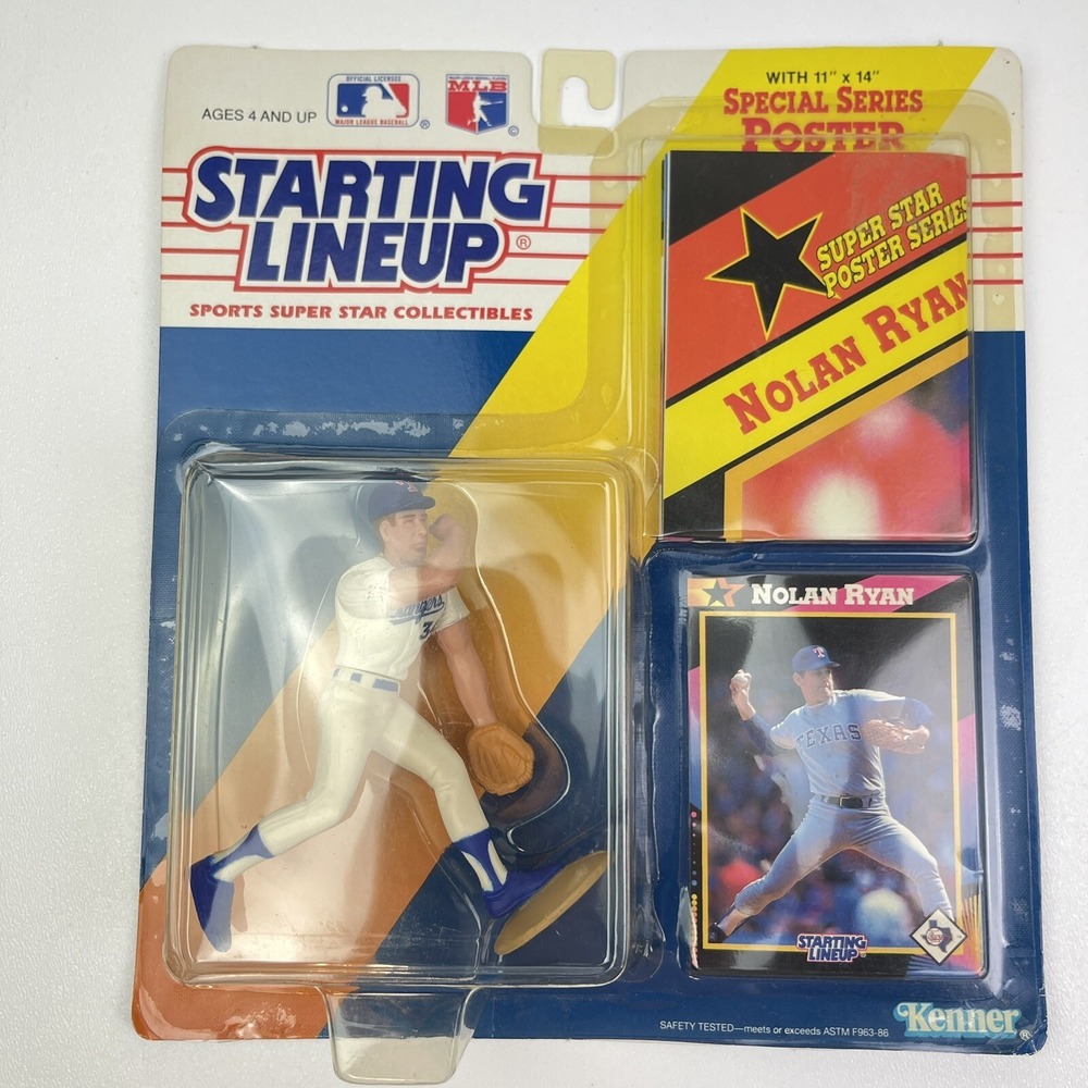 Nolan Ryan Texas Rangers Starting Lineup Action Figure 1992 Sealed Poster Card